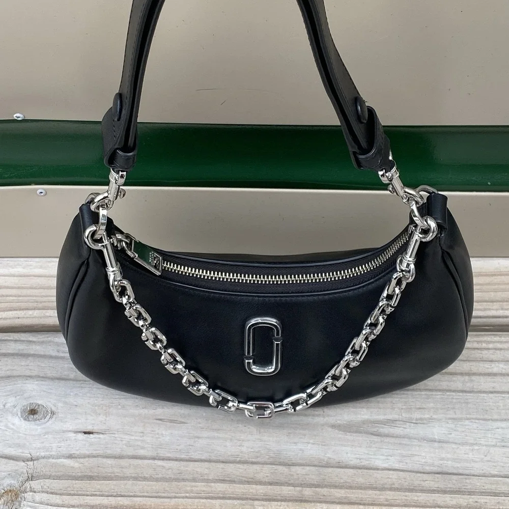 Marc Jacobs The Small Curve Shoulder Bag Black Leather Hobo with Dust Bag